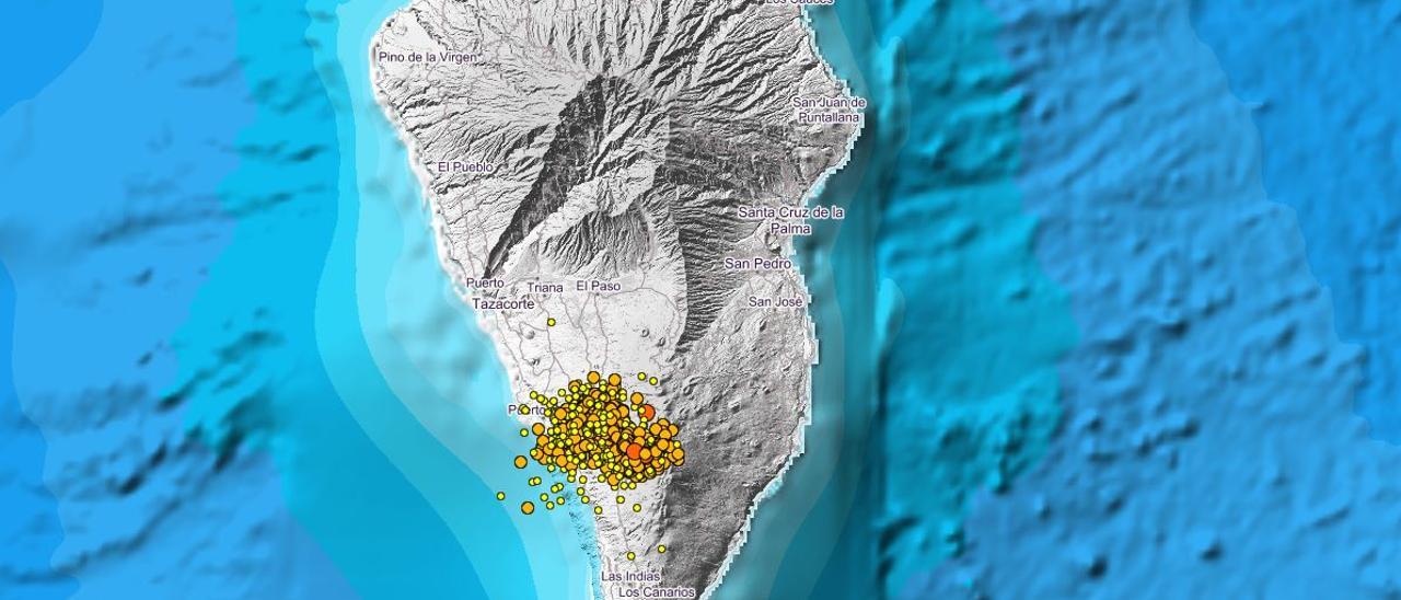 Movimientos sísmicos de los últimos tres días en La Palma.