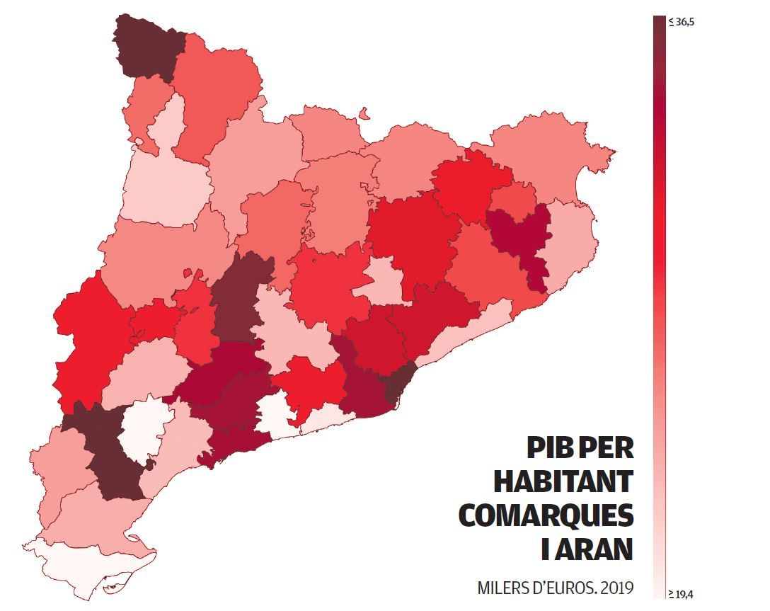 PIB per habitant Comarques i Aran