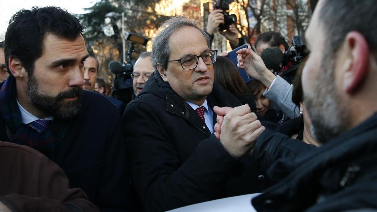 Quim Torra y Roger Torrent, a su llegada al Supremo