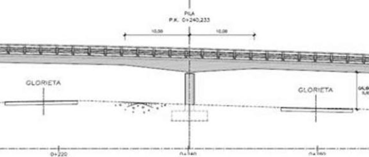 El paso superior en puente sobre la rotodna de Domaio.