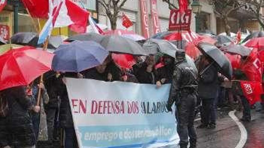 Protesta sindical, ayer. // X. A.