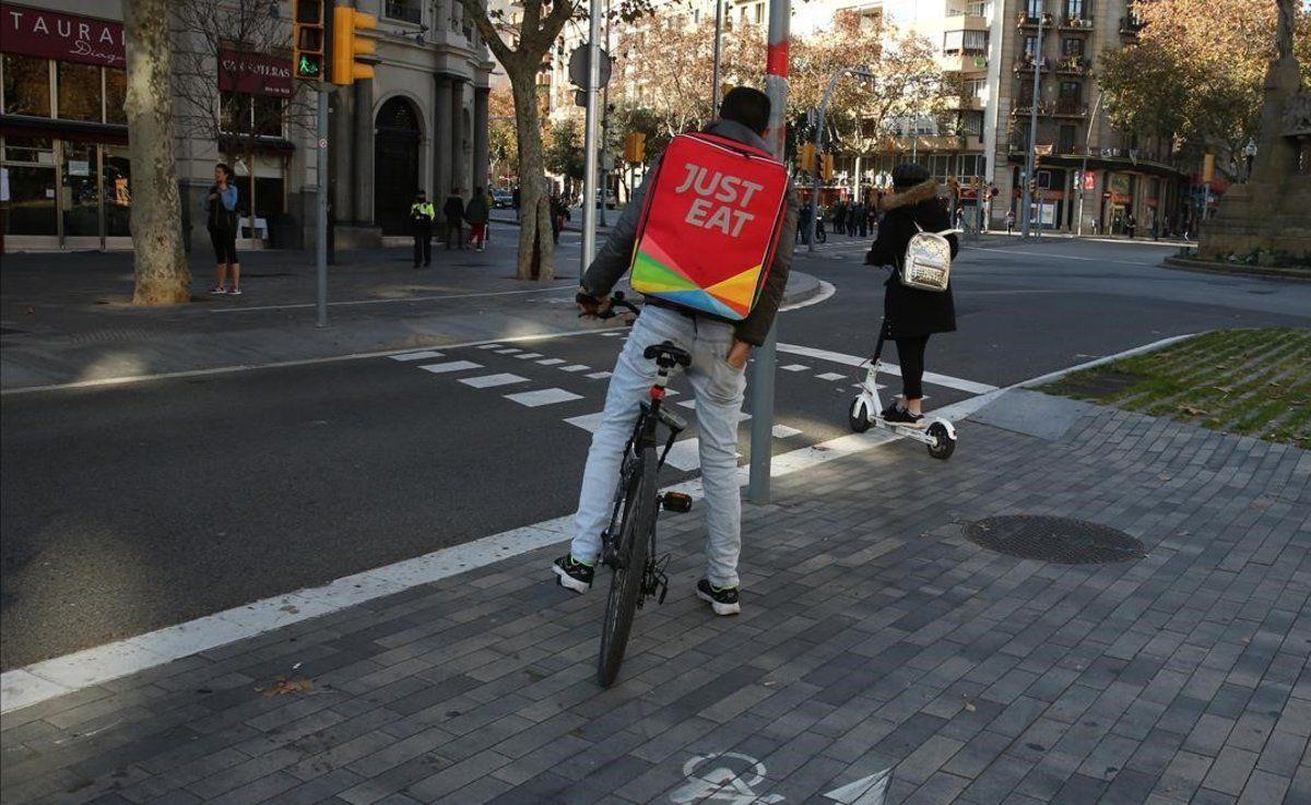 Repartidor de Just Eat en Barcelona.