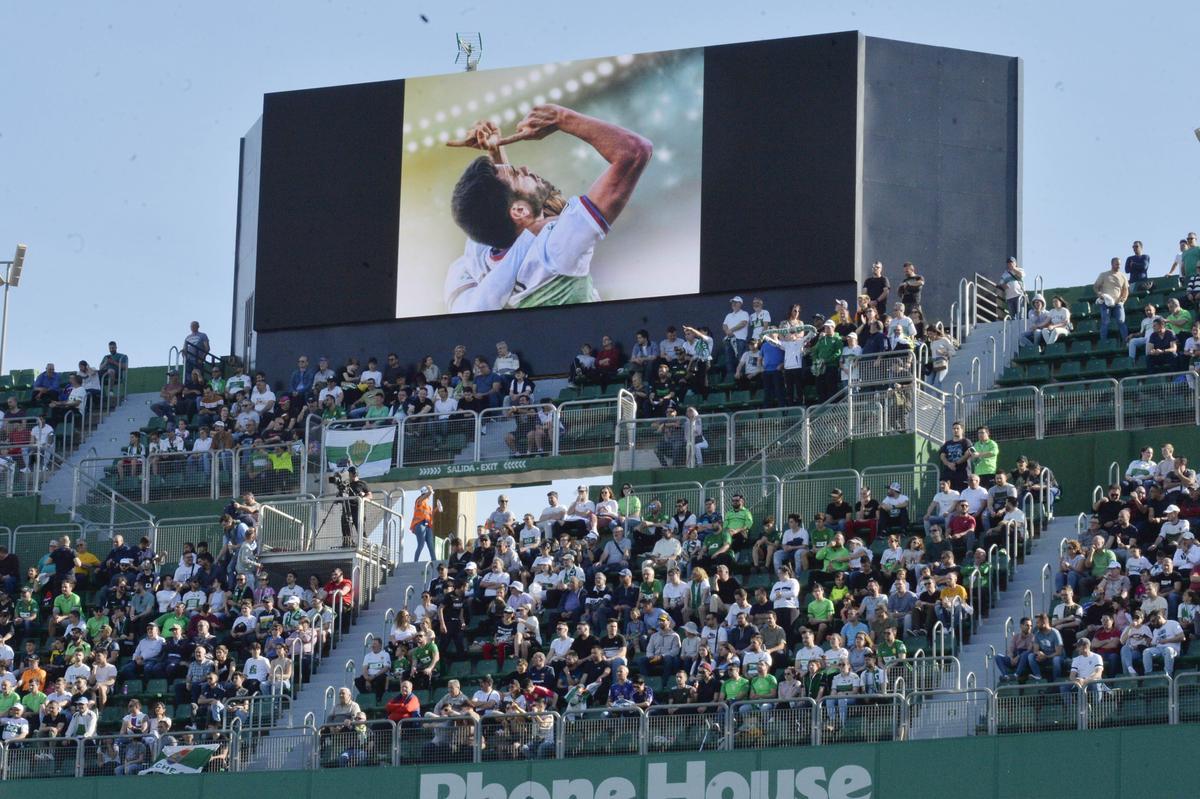 Imagen de Pelayo Novo, en los videomarcadores del estadio