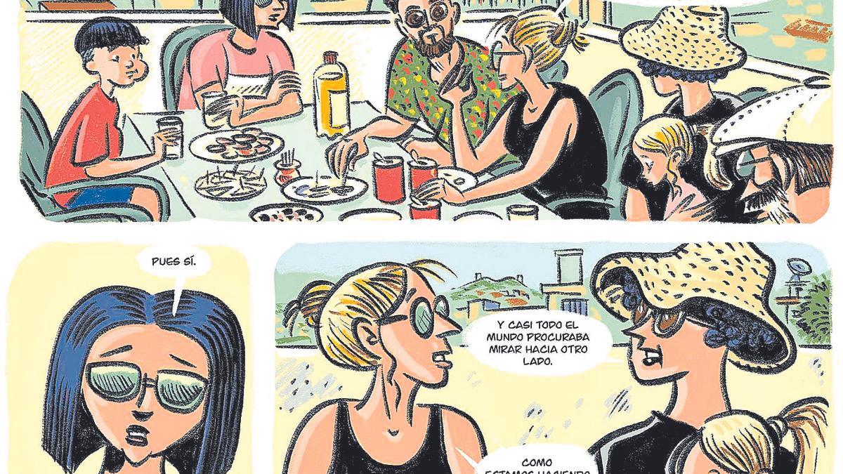 Tres viñetas del cómic 'Días sin escuela'.