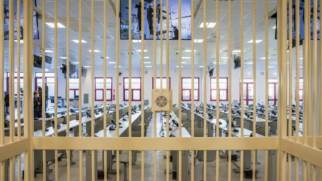 A view taken on December 15 2020 in Lamezia Terme Calabria from one of the detained defendants cells shows the inside of a new bunker room built for the upcoming Rinascita-Scott maxi-trial in which more than 350 alleged members of Calabria s Ndrangheta mafia group and their associates go on trial this week - The Ndrangheta rooted in the southern region of Calabria has surpassed Sicily s more famous Cosa Nostra to become Italy s most powerful mafia group which operates across the world (Photo by Gianluca CHININEA AFP)