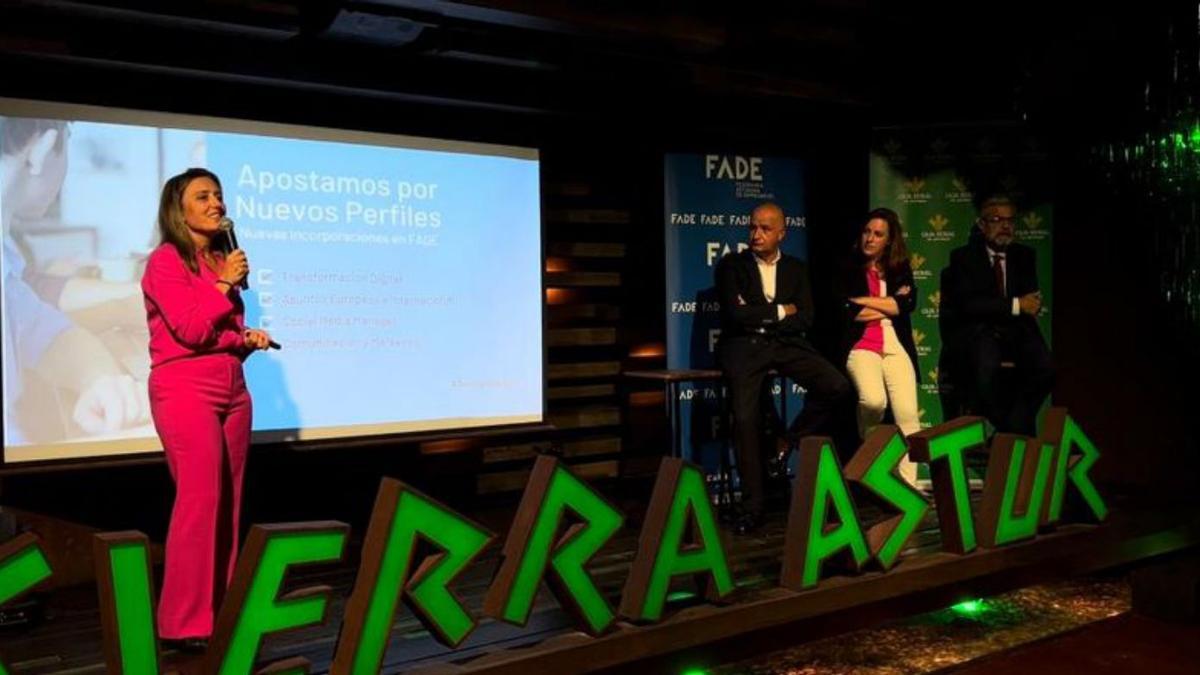 María Calvo, ayer, durante su intervención.