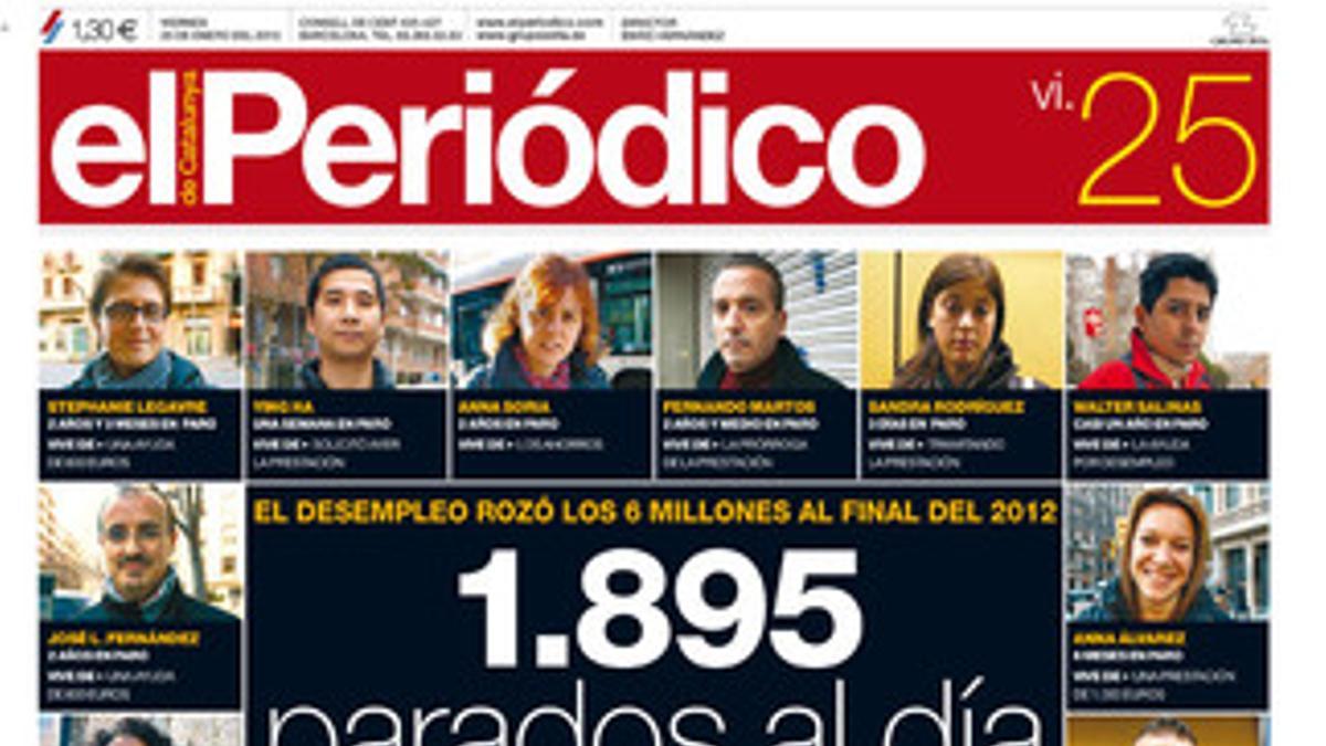 La portada de EL PERIÓDICO DE CATALUNYA.