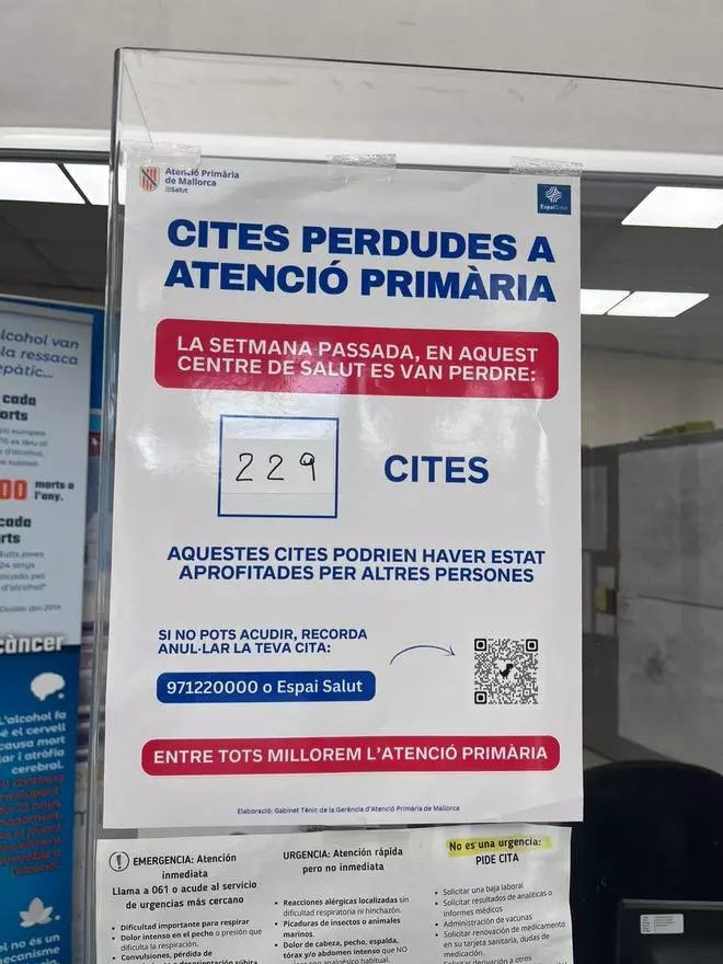 Los centros de salud de Mallorca pierden más de medio millón de citas médicas al año porque los pacientes no acuden ni las cancelan