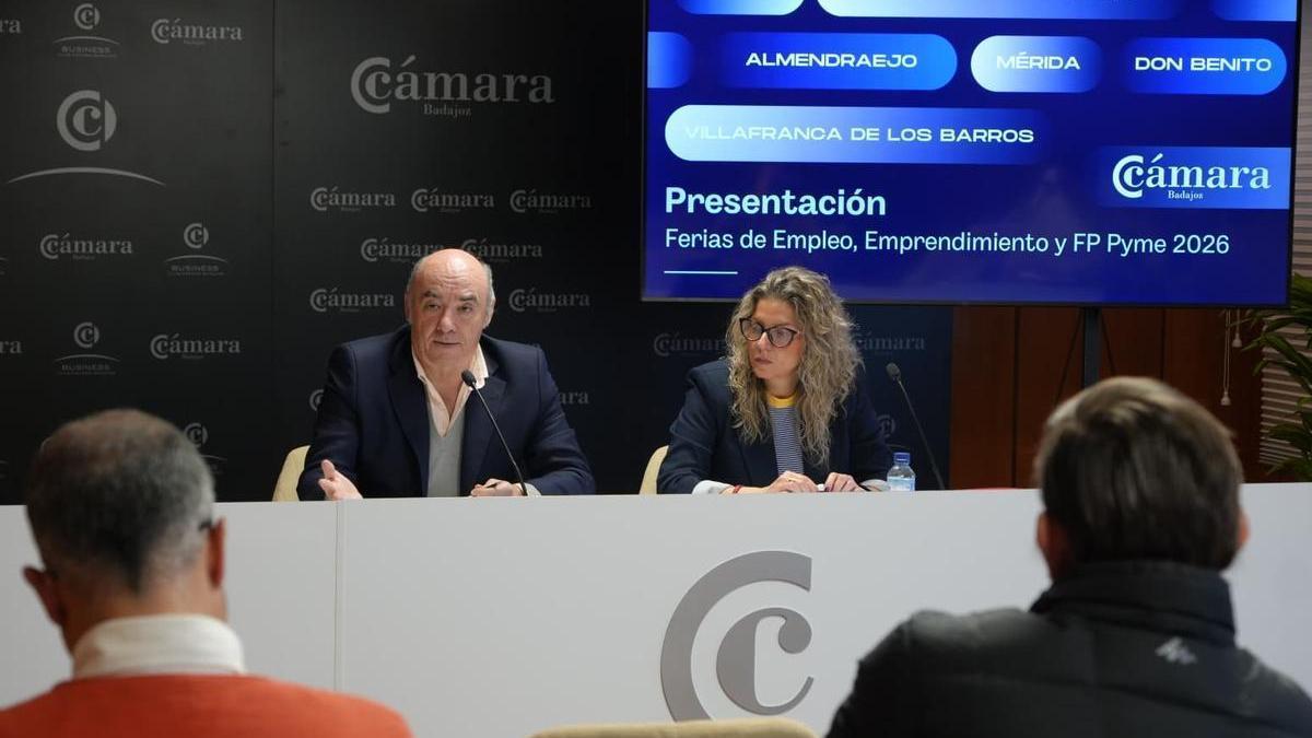 Vídeo | Así ha sido la presentación de las ferias de empleo y emprendimiento este lunes en la Cámara de Comercio de Badajoz