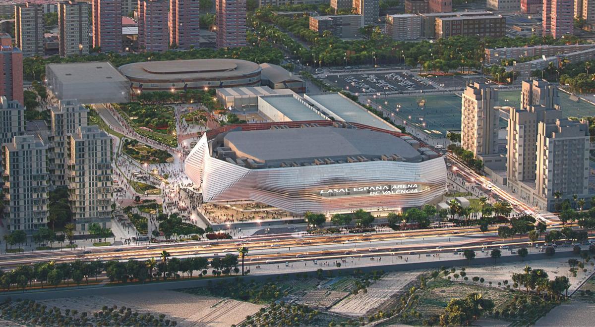 Imagen virtual del exterior del Casal España Arena de Valencia.