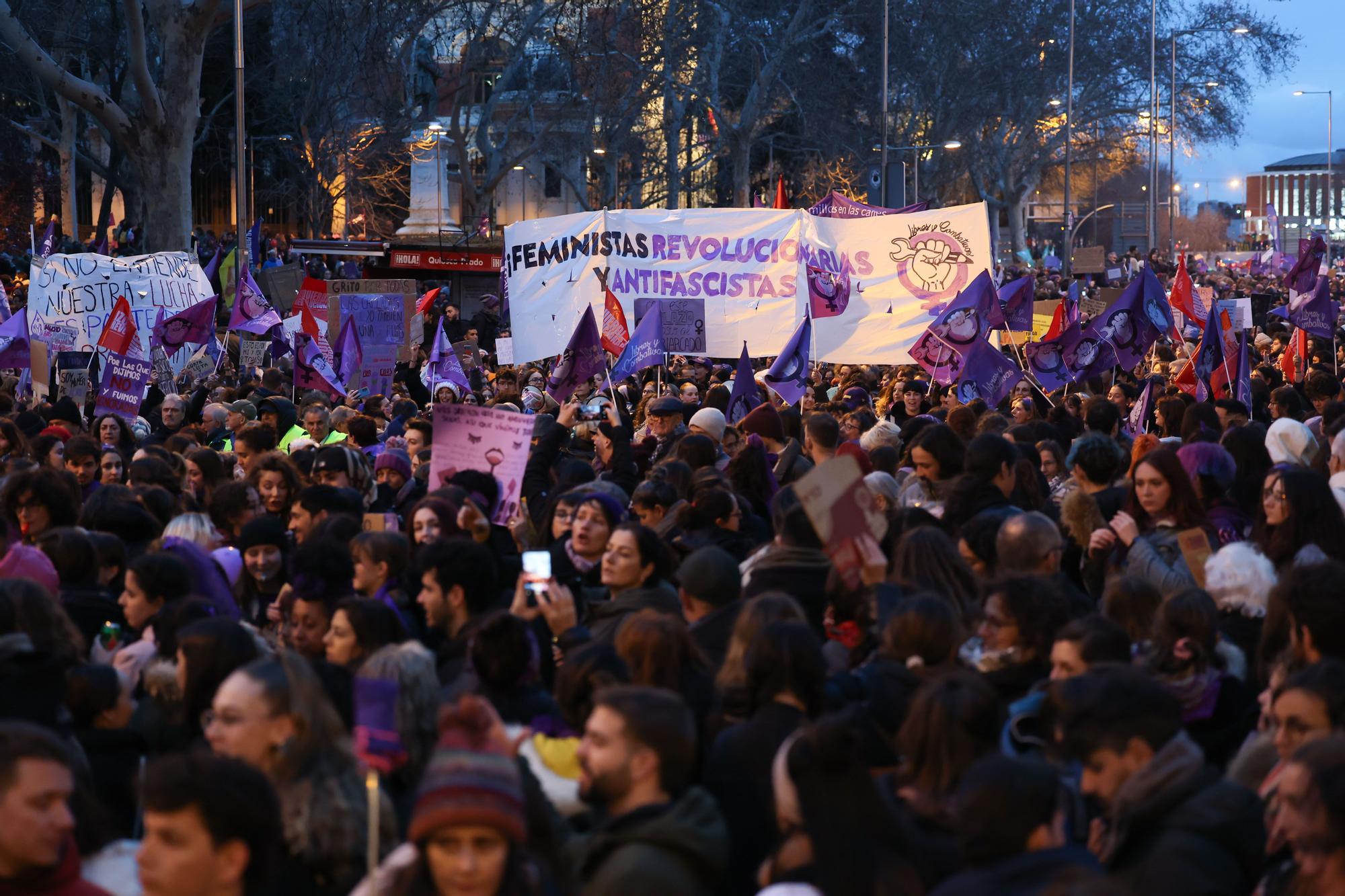 Manifestación de la Comisión 8M bajo el lema 'Patriarcado, Genocidio, Privilegios #SeAcabó'