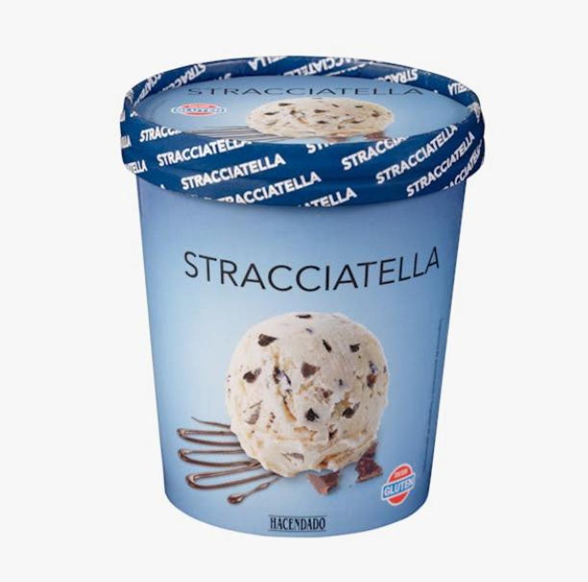 'Helado stracciatella' de la marca Hacendado disponible en Mercadona en la tarrina de 500 mililitros