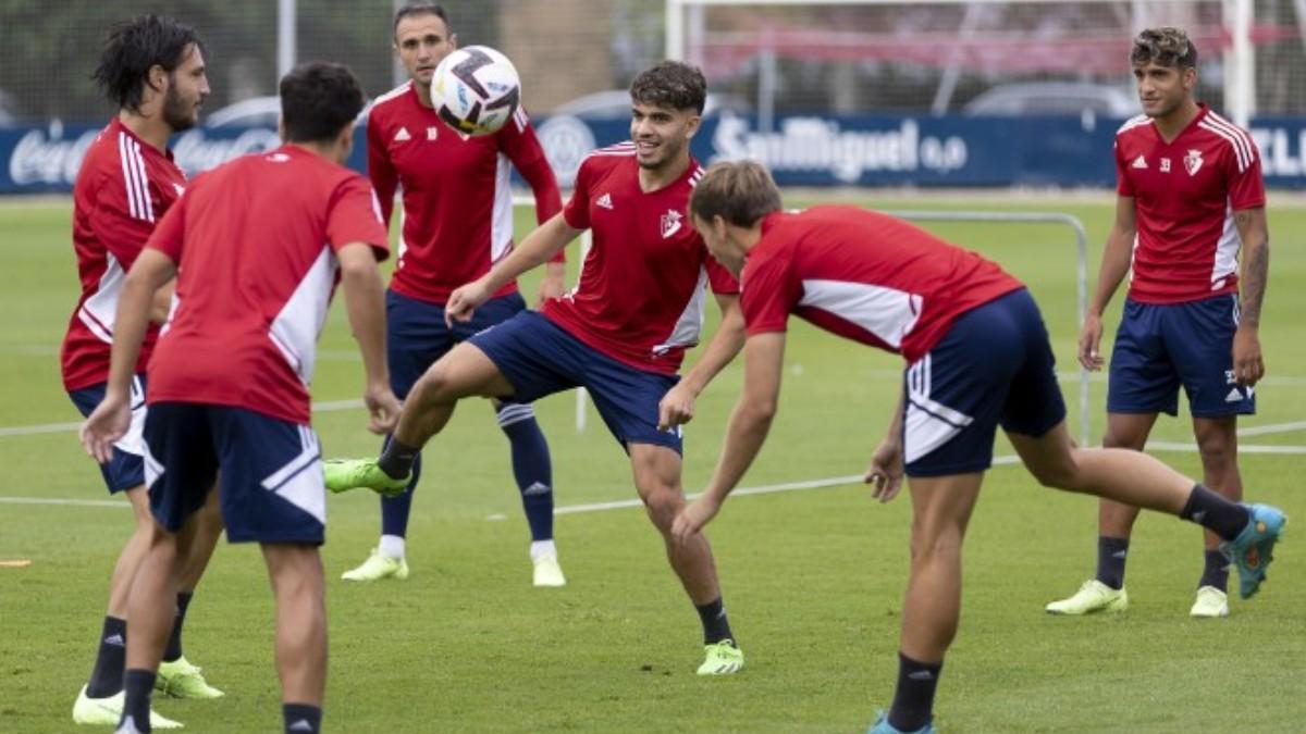 Abde, durante el entrenamiento de Osasuna