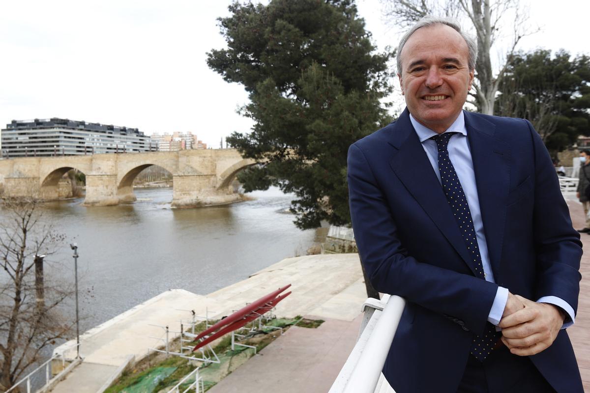 Jorge Azcón, el viernes por la tarde en el Balcón de San Lázaro.