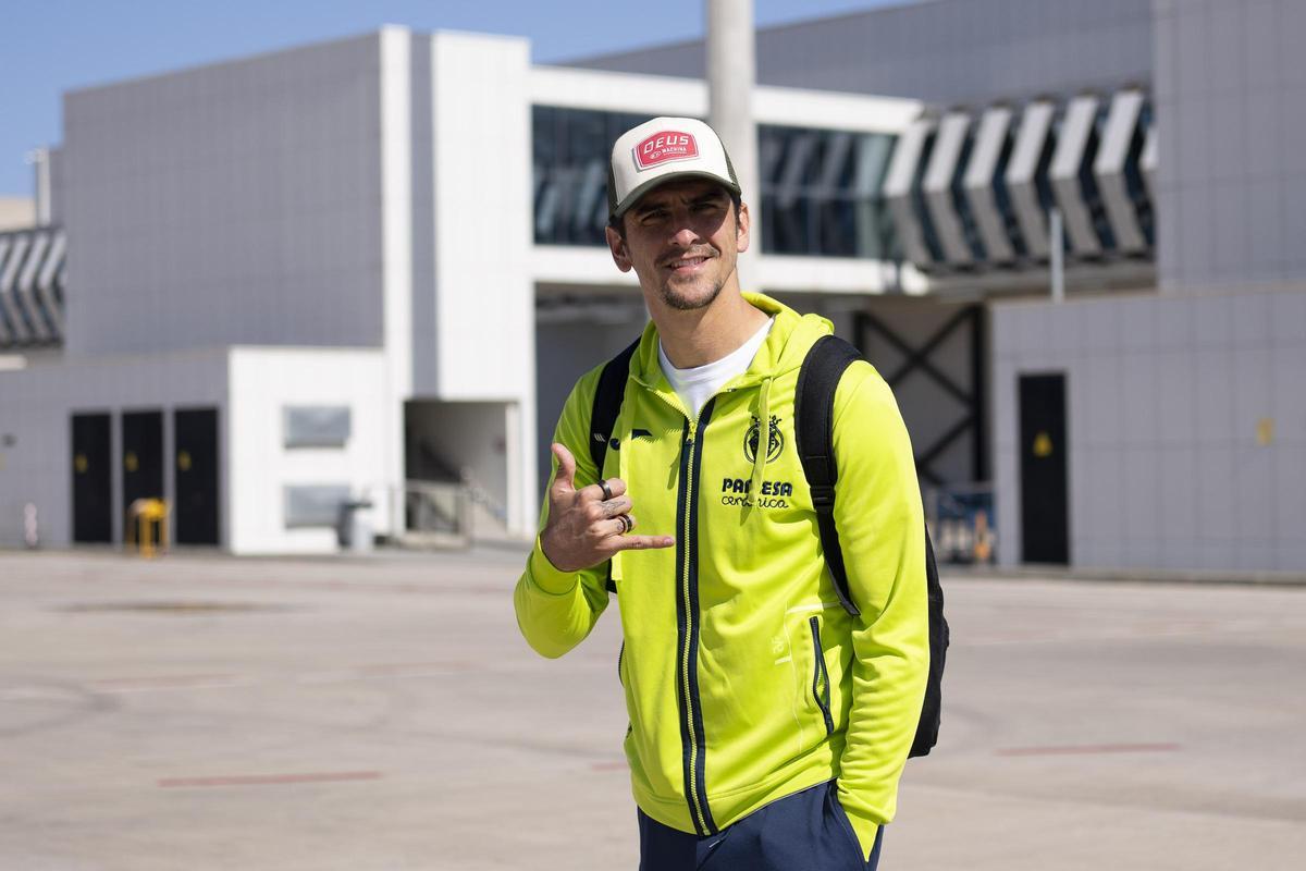 Gerard Moreno, a su llegada a Bilbao.