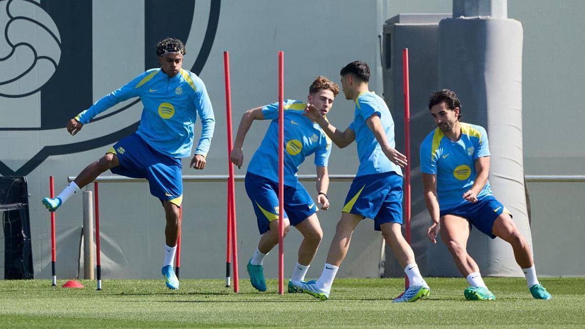 Entreno del Barça sin Eric García y con Lamine Yamal de broma