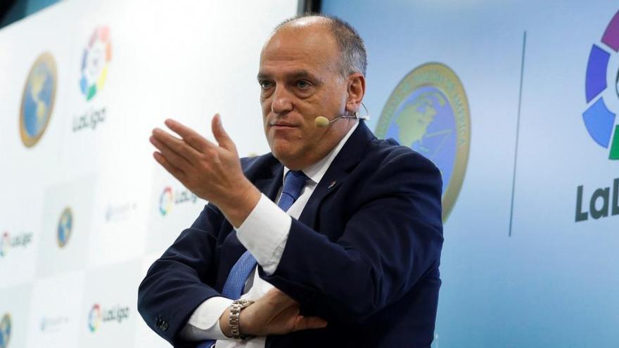 El presidente de la Liga de Fútbol profesional, Javier Tebas.