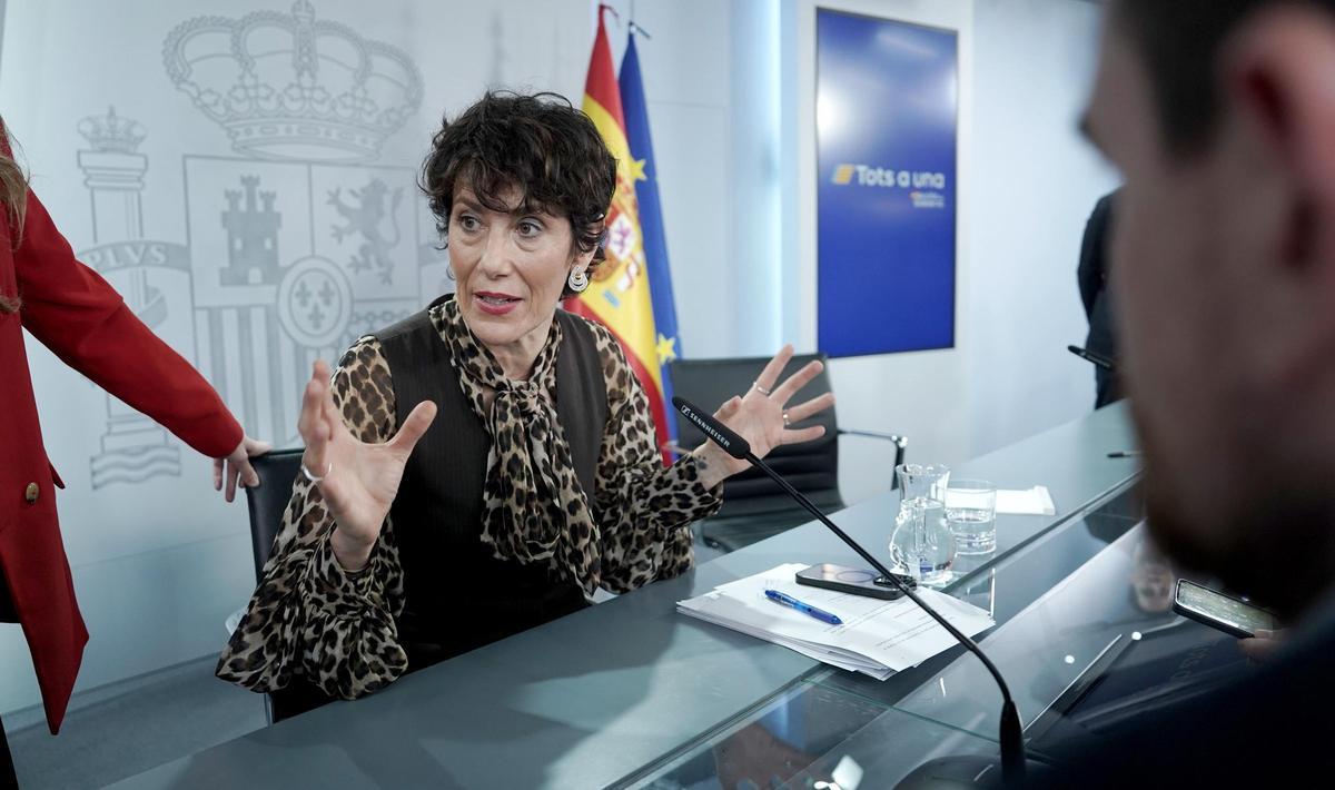 Rueda de prensa tras el Consejo de Ministros en el que han participado Pilar Alegría y Elma Saiz.