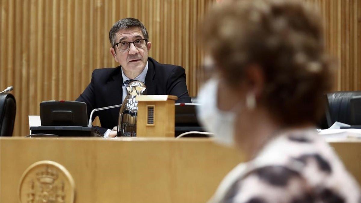 Patxi López, presidente de la comisión de reconstrucción en el Congreso, durante la primera sesión, el pasado 13 de mayo.