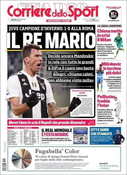 Portada CORRIERE DELLO SPORT domingo 23 diciembre