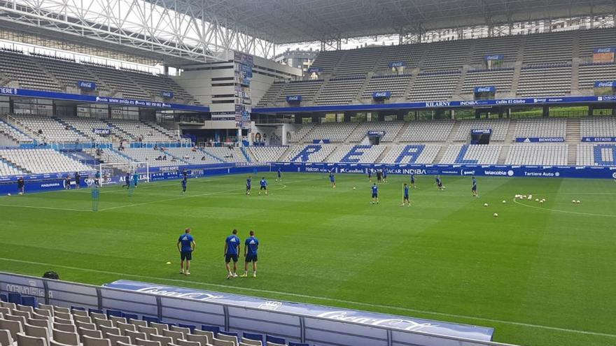 Un momento del entrenamiento del conjunto azul esta mañana