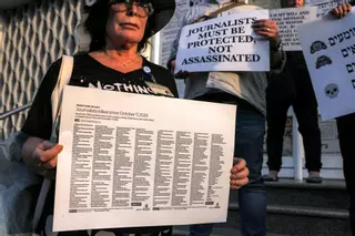 Vigilia internacional por los periodistas asesinados en un ataque aéreo israelí en Gaza