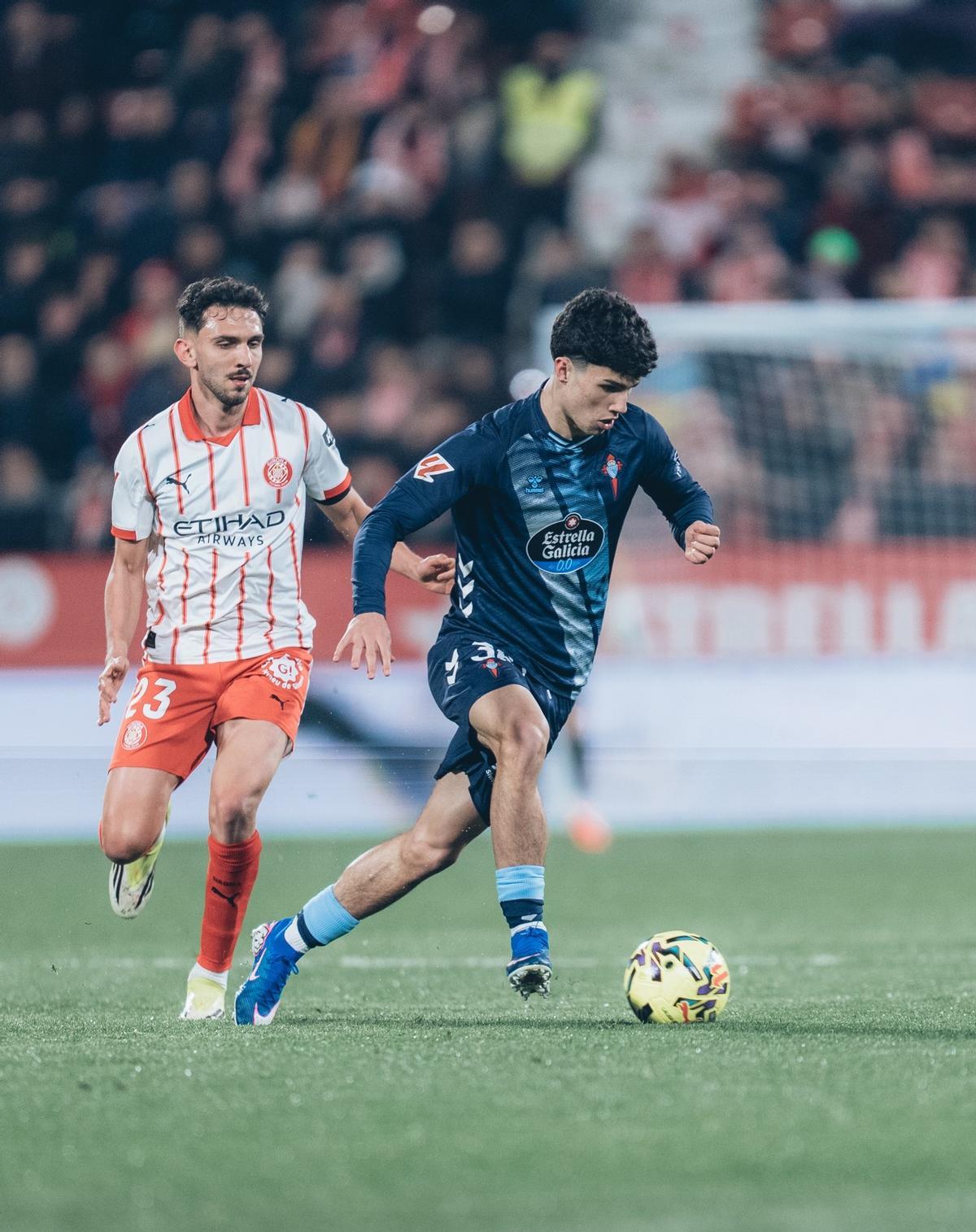 Andrés Antañón en su estreno en LaLiga, el pasado domingo ante el Girona en Montilivi.