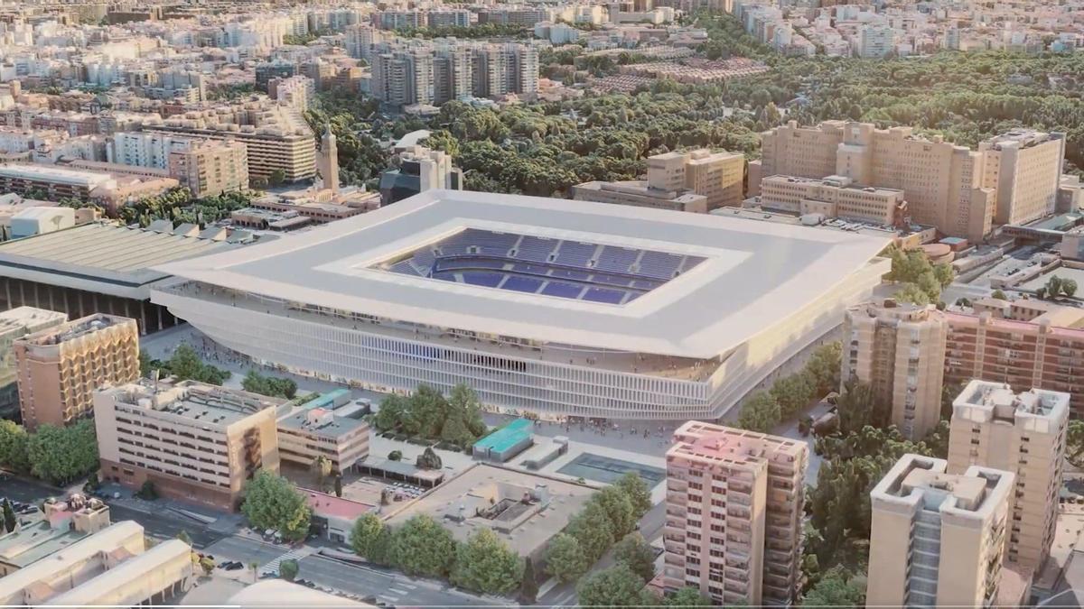Infografía del nuevo estadio de La Romareda proyectado por el club para licitar en este concurso público.