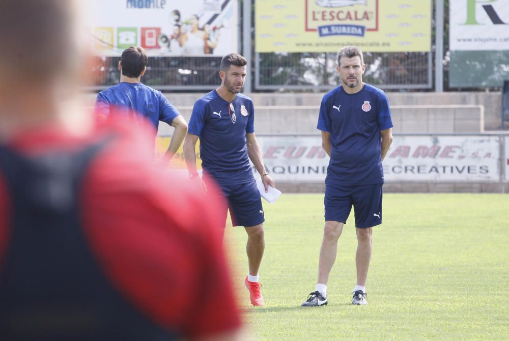 Entrenament de portes obertes del Girona FC a l'Escala