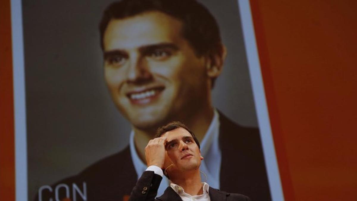 Albert Rivera, en el acto presentacion de su candidatura a la presidencia del Gobierno, en Madrid.