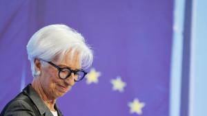 Christine Lagarde, president of the European Central Bank (ECB), at a news conference in Frankfurt, Germany, on Thursday, July 23, 2026. The ECB kept borrowing costs unchanged, awaiting data to judge whether price pressures unleashed by the Iran war require additional tightening. Photographer: Alex Kraus/Bloomberg
