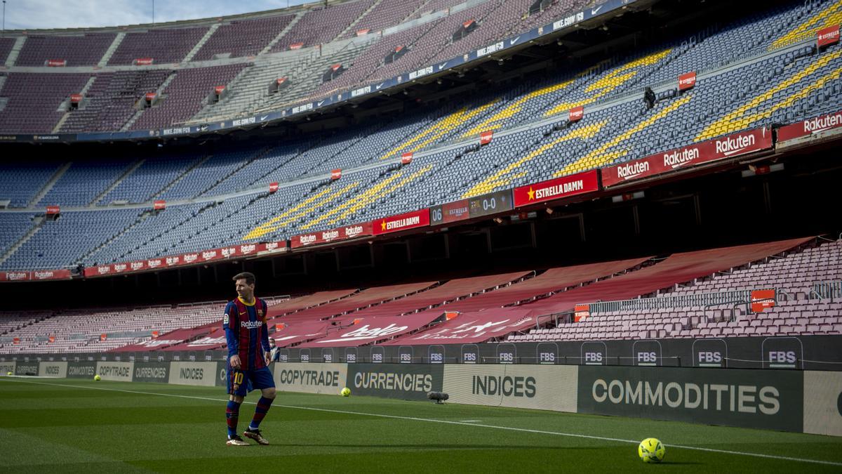 Leo Messi durante el último partido de liga en el Camp Nou esta temporada