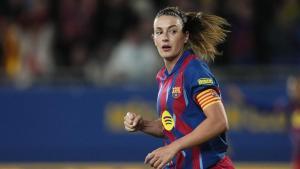 BARCELONA, 18/03/2026.- La centrocampista del FC Barcelona Alexia Putellas celebra un tanto durante el encuentro correspondiente a la vuelta de las semifinales de la Copa de la Reina que disputan este miércoles FC Barcelona y Badalona Femenino en el estadio Johan Cruyff, en Barcelona. EFE / Enric Fontcuberta