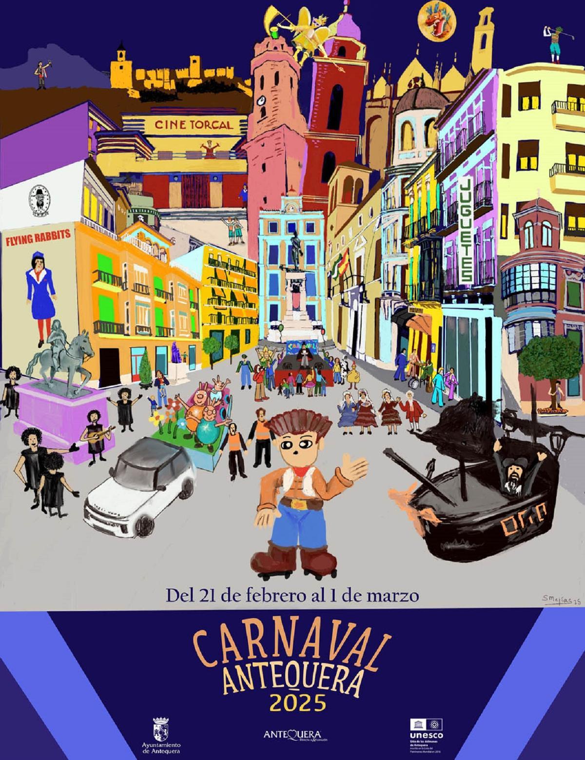 El cartel del Carnaval de Antequera 2025 es obra de Santi Mejías.