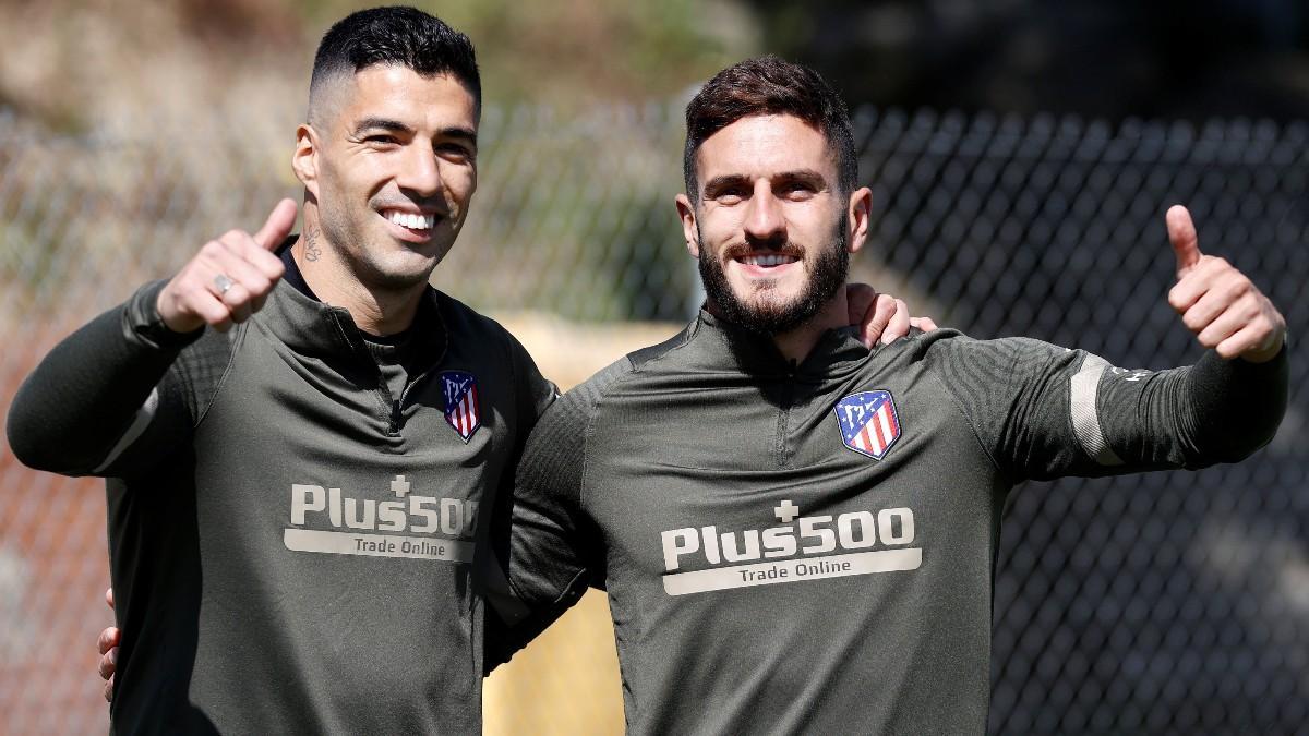 Luis Suárez y Koke, en uno de los últimos entrenamientos