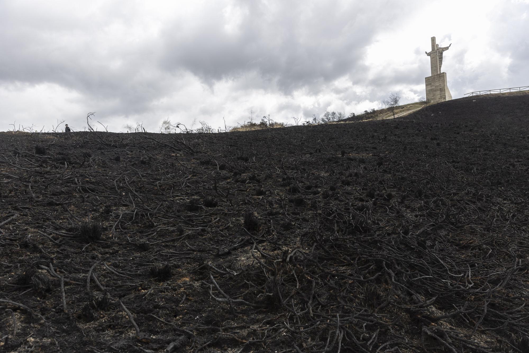 El Naranco, en Oviedo, devastado por las llamas