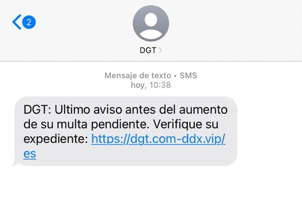 Mensaje del fraude.