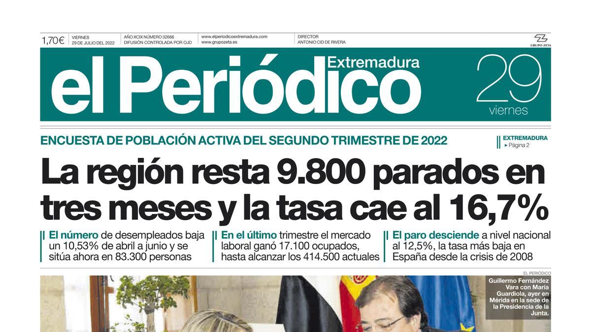 Consulta la portada correspondiente al día 29 de julio del 2022