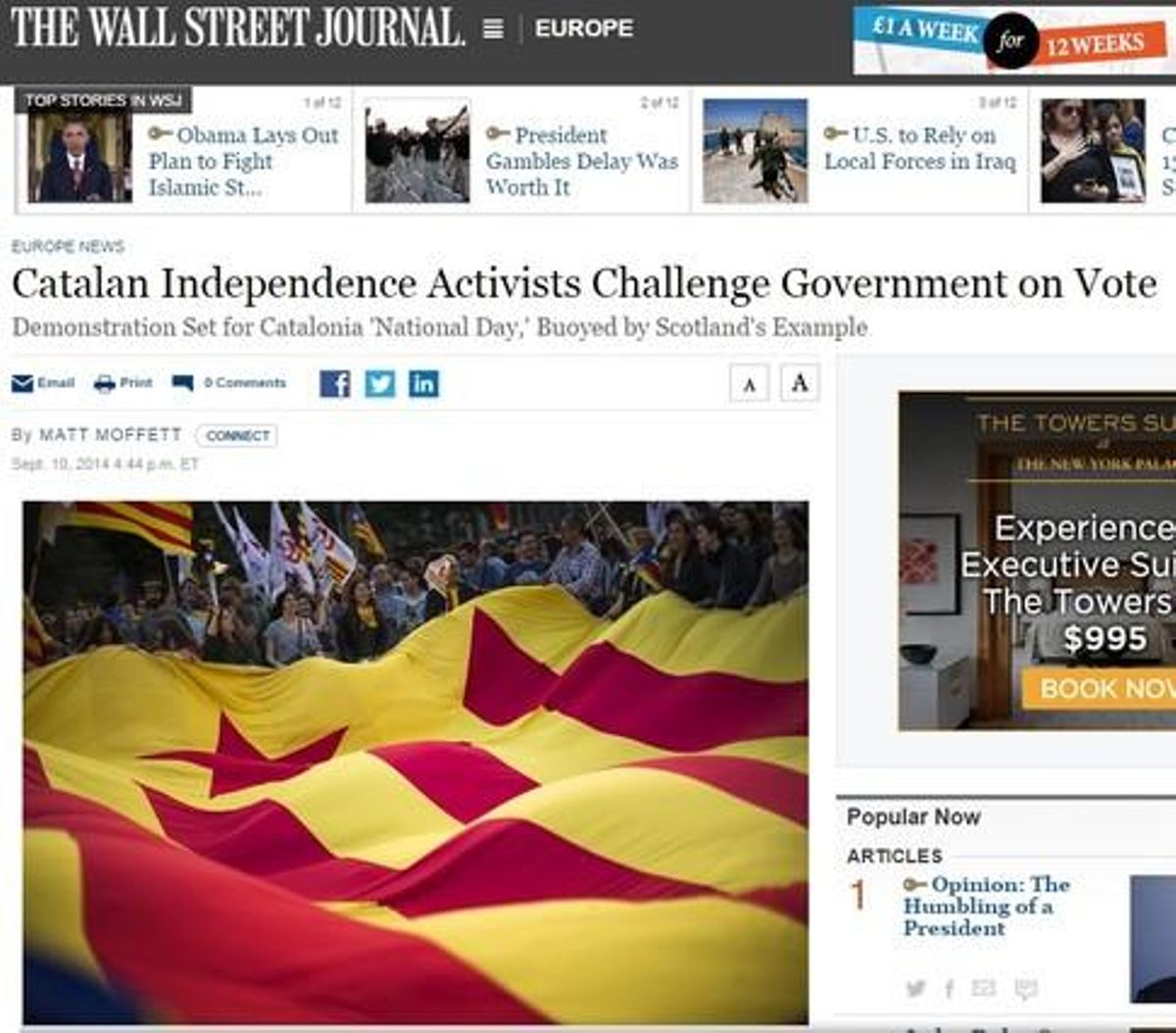 El diari econòmic líder als EUA augura una crisi constitucional a Espanya.