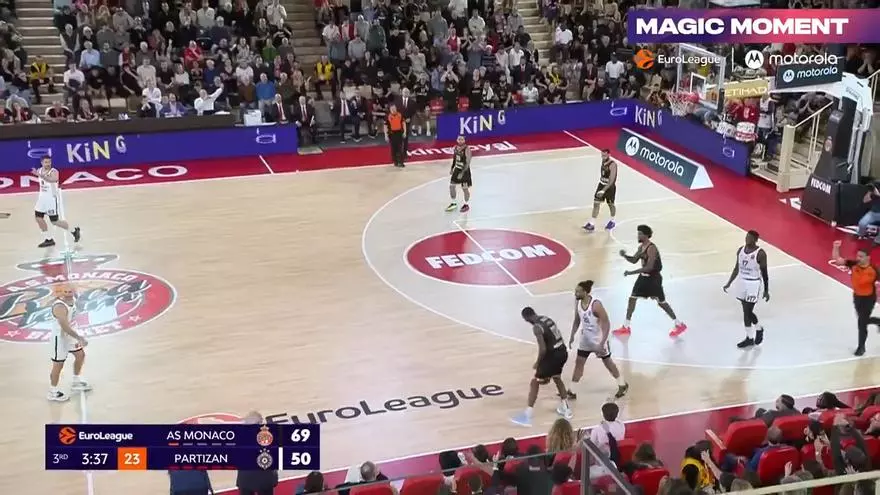 Espectacular tapón de Hayes a Jabari Parker en el AS Monaco Partizan de Euroliga