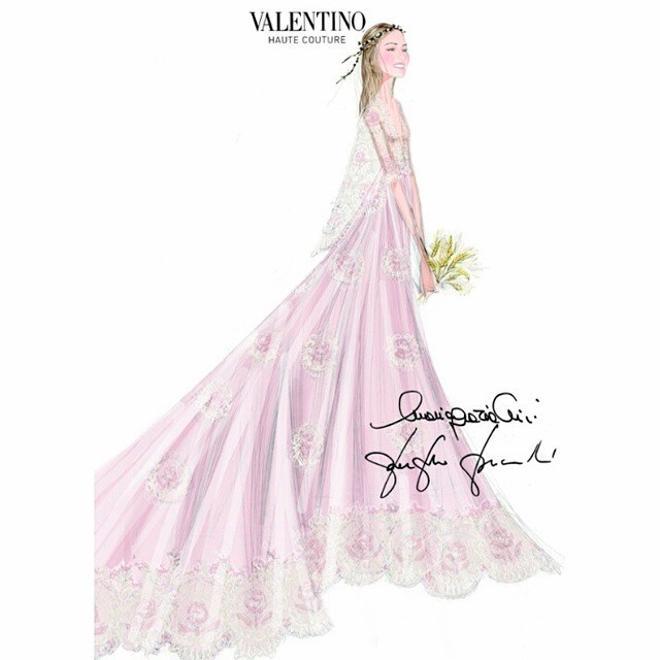 Boceto del vestido de novia de Beatrice Borromeo