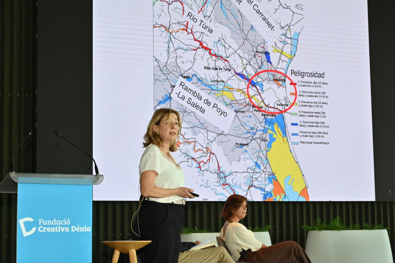 La geógrafa y experta hidróloga Ana Camarasa, durante su intervención en las jornadas ‘Grandes retos del territorio valenciano’ de Dénia.
