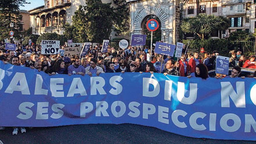 Imagen de la manifestación de Palma contra las prospecciones el pasado sábado.