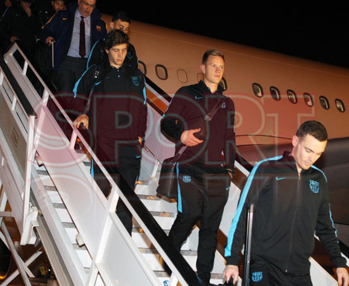 La expedición del Barça aterrizó de madrugrada