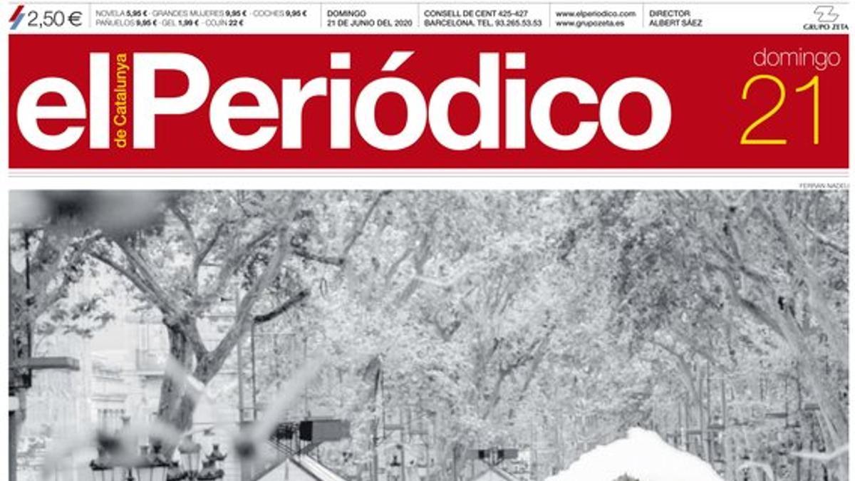 La portada de EL PERIÓDICO del 21 de junio del 2020