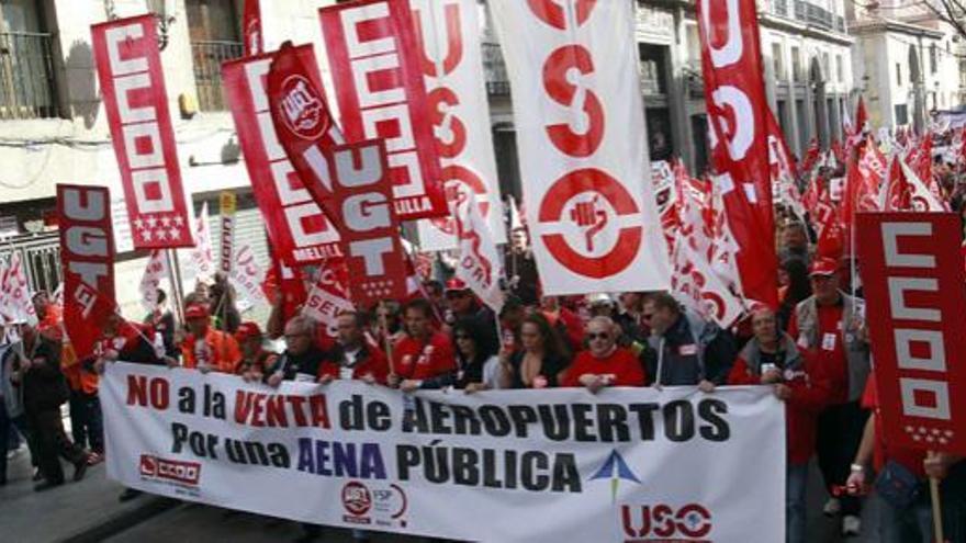 Protesta de los trabajadores de AENA.