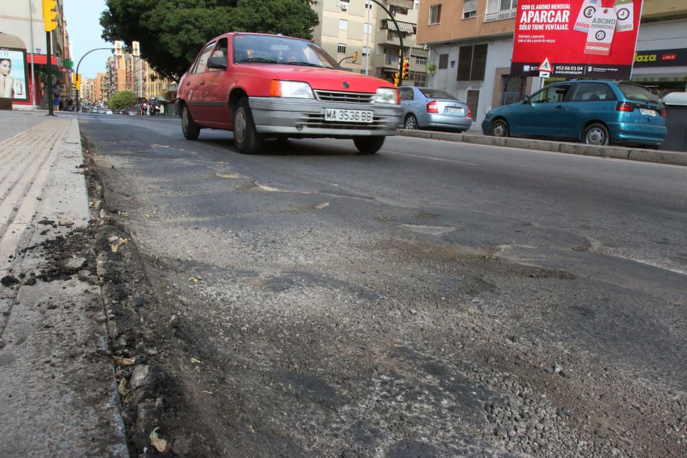 Estado del asfalto en las calles de Málaga