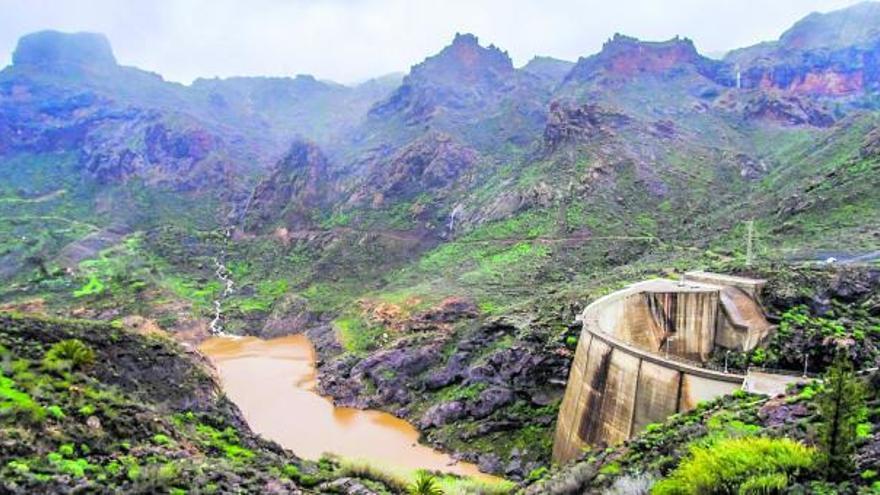 Presa de Soria durante las lluvias del mes de enero.