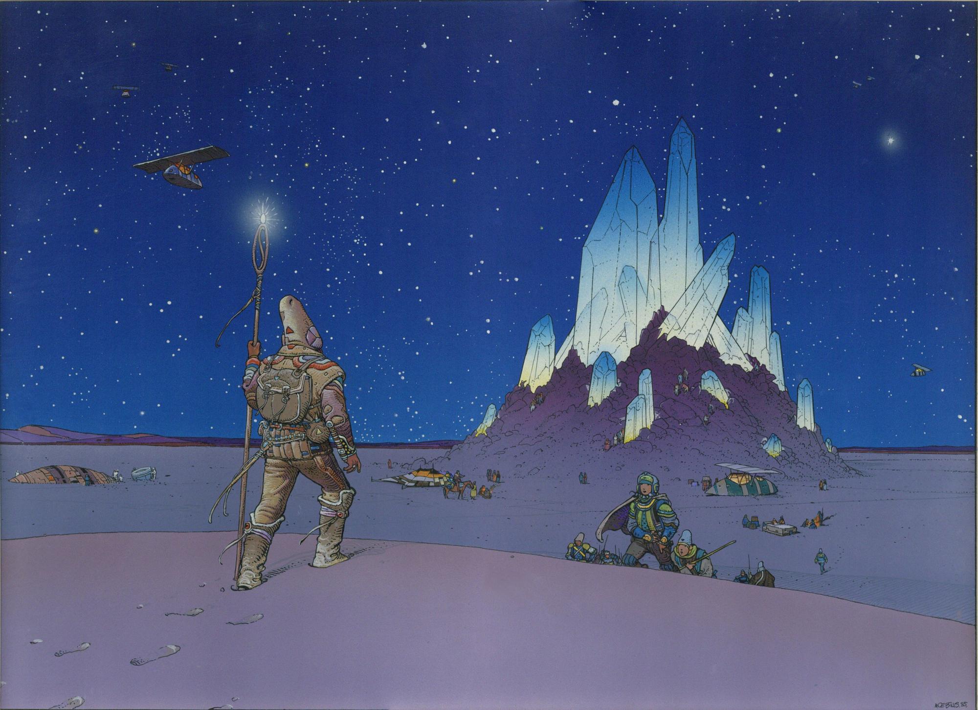 Ilustración de Jean Giraud, Moebius, para su obra ‘Cristal Majeur’ (1985).