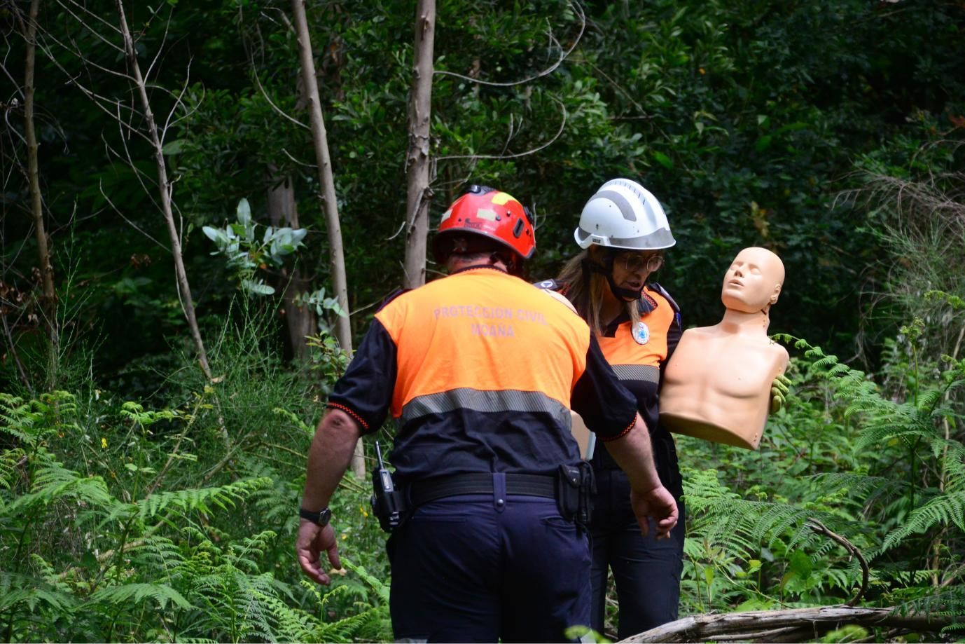 Las imágenes del simulacro contra incendios forestales en Moaña